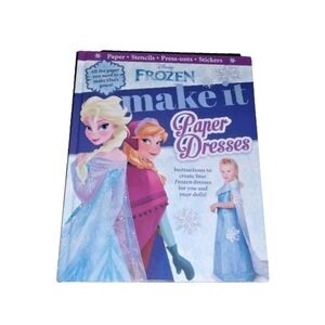 Disney Frozen DIY Paper Dress Making Craft Book Elsa Anna Stencils Stickers+ NEW
